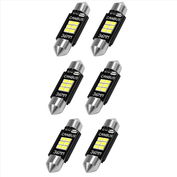 6x Extremely Bright 400 Lumens 3020 Chipset Canbus Error Free LED Bulbs for Interior Car Lights License Plate