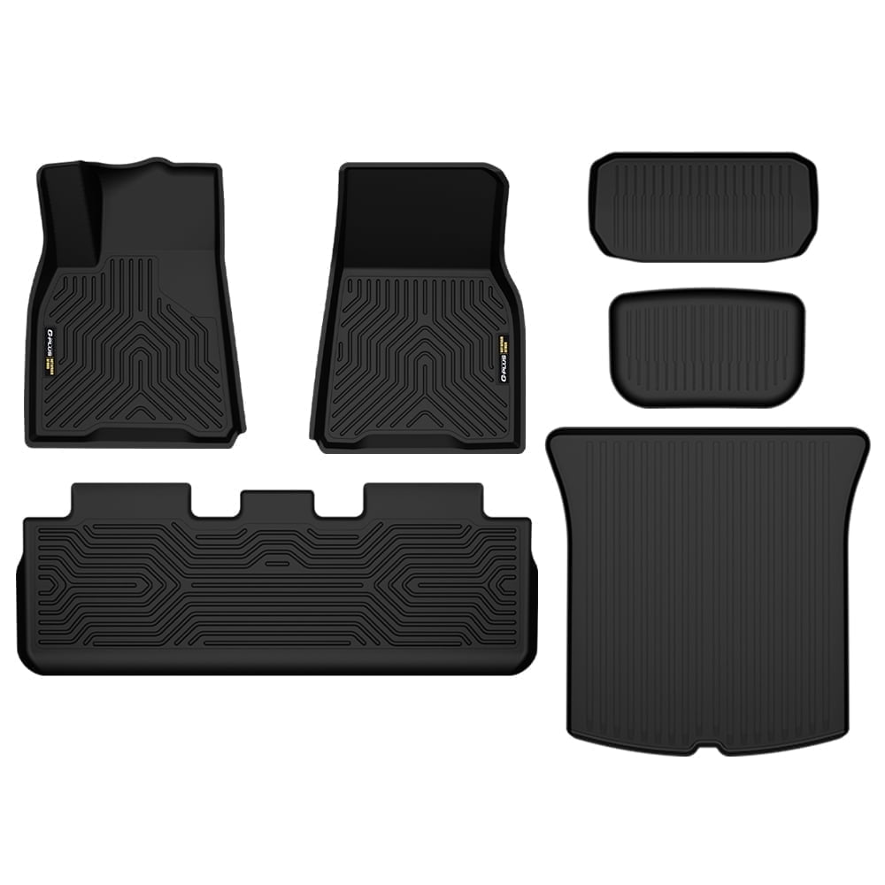 6Pcs Floor Mats & Cargo Liner 3D Full Cover Fit for 2020-2024 Tesla Model Y Black Custom Fit All-Weather Car Mats