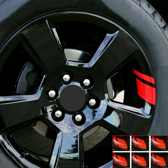 6x For 16"-21" Reflective Car Wheel Rim Vinyl Decal Sticker Car Accessories Red