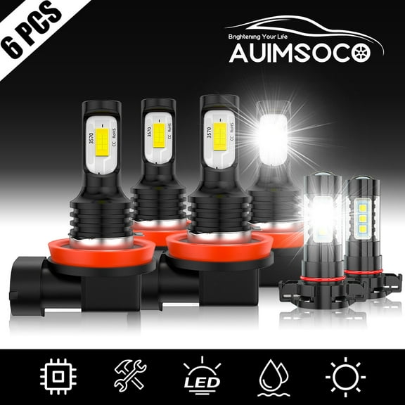 6x For Dodge Grand Caravan 2011-2019 6500K LED Headlight High Low Fog Bulbs Kit 300% Brighter Halogen Replacement