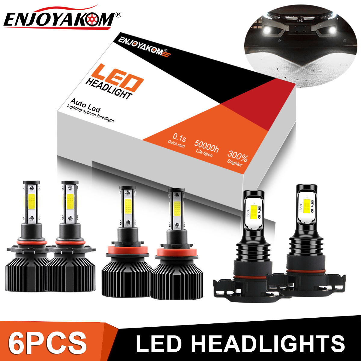 6x For GMC Yukon XL 2015 2016 9005 H11 LED Headlight High/Low+ 5202 Fog