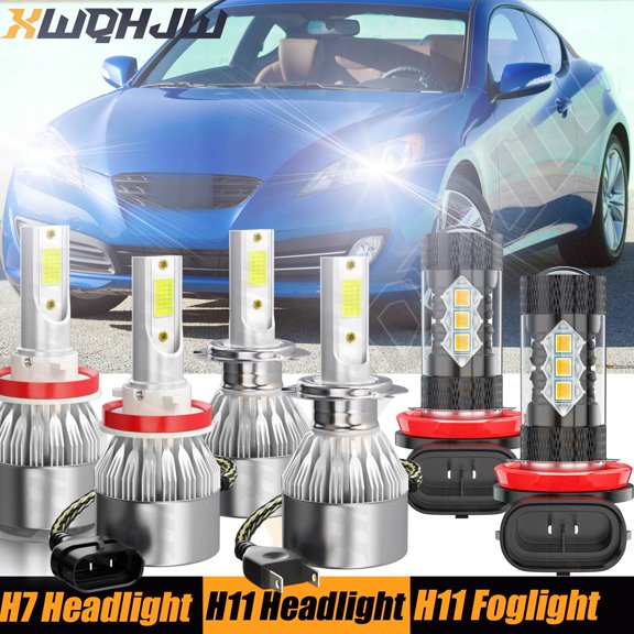 6x For Hyundai Genesis 2012-2014 H7 H11 LED Headlights High Low Beam H11 Fog Light Bulbs Kit