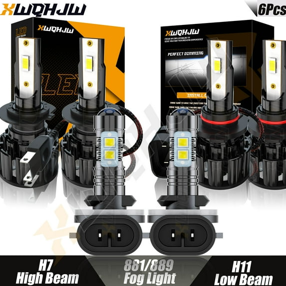 6x For Kia Soul 2013 H7 H11 881/889 LED Headlight Fog Light Combo White Bulbs