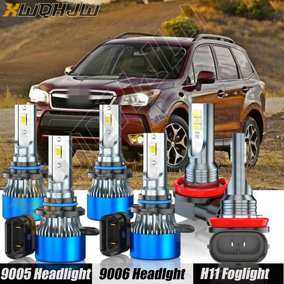 6x For Subaru Forester 2014-2017 2018 LED Headlight 9005 9006 High Low Beam H11 Fog Light Bulbs Combo