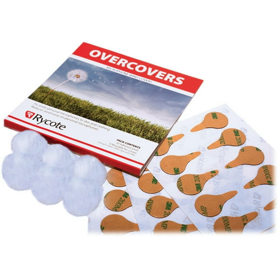 Rycote 6x Fur Discs Overcovers with 30x Adhesive Stickies for Lavalier Mics, White