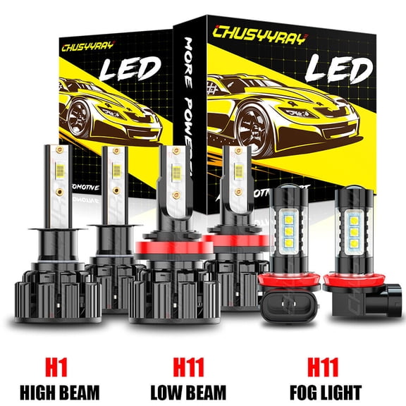 6x H1 + H11 + H11/H9 LED Headlights 6000K Hi-Lo Beam Fog Light Plug&Play For Ford Focus 2012-2018