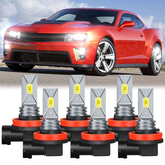 6x H11+H11+H11 LED Headlight Bulbs Kit for Chevrolet Camaro 2014-2015 High/Low Beam+Fog Light 6000K