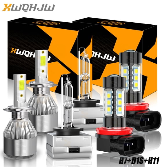 6x H7 D1S LED Headlight Bulbs Hi/Lo +H11 Fog Light For Hyundai Genesis 2009-2014