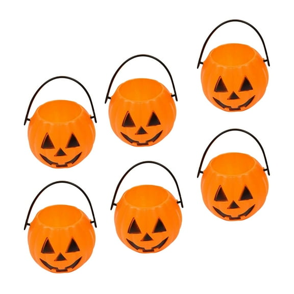 6x Halloween Pumpkin Baskets Home Decoration Sweet Holder for Party