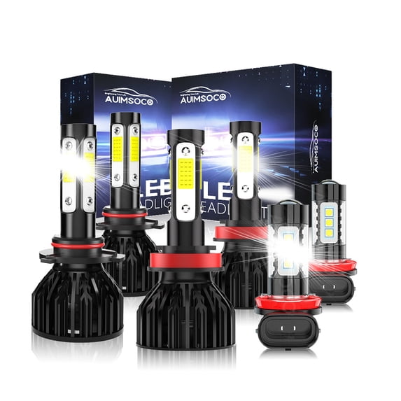 6x LED Headlight Bulbs For Ram 1500 2500 3500 2019-2020, 6000K H11 H11 Combo, 4000 Lumens Super White High Low + Fog Lights Kits, Non-polarity, 50000 Hours Lifespan, 300% Brighter