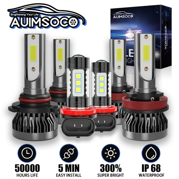 6x LED Headlight High/Low Fog Light Bulbs Kit For Ram ProMaster City 2015-2021, HIGH POWER 300% Brighter