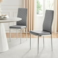 thumbnail image 1 of 6x Milan Grey Chrome Hatched Faux Leather Dining Chairs, 1 of 6
