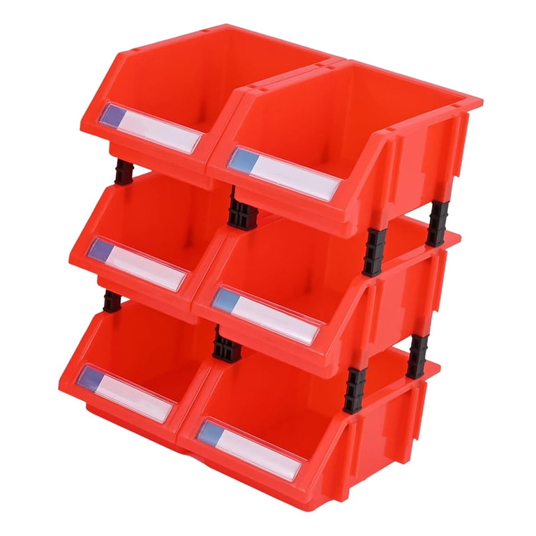 Barton Red Plastic Parts Storage Bins - S To XL Sizes - Stackable Workshop Containers