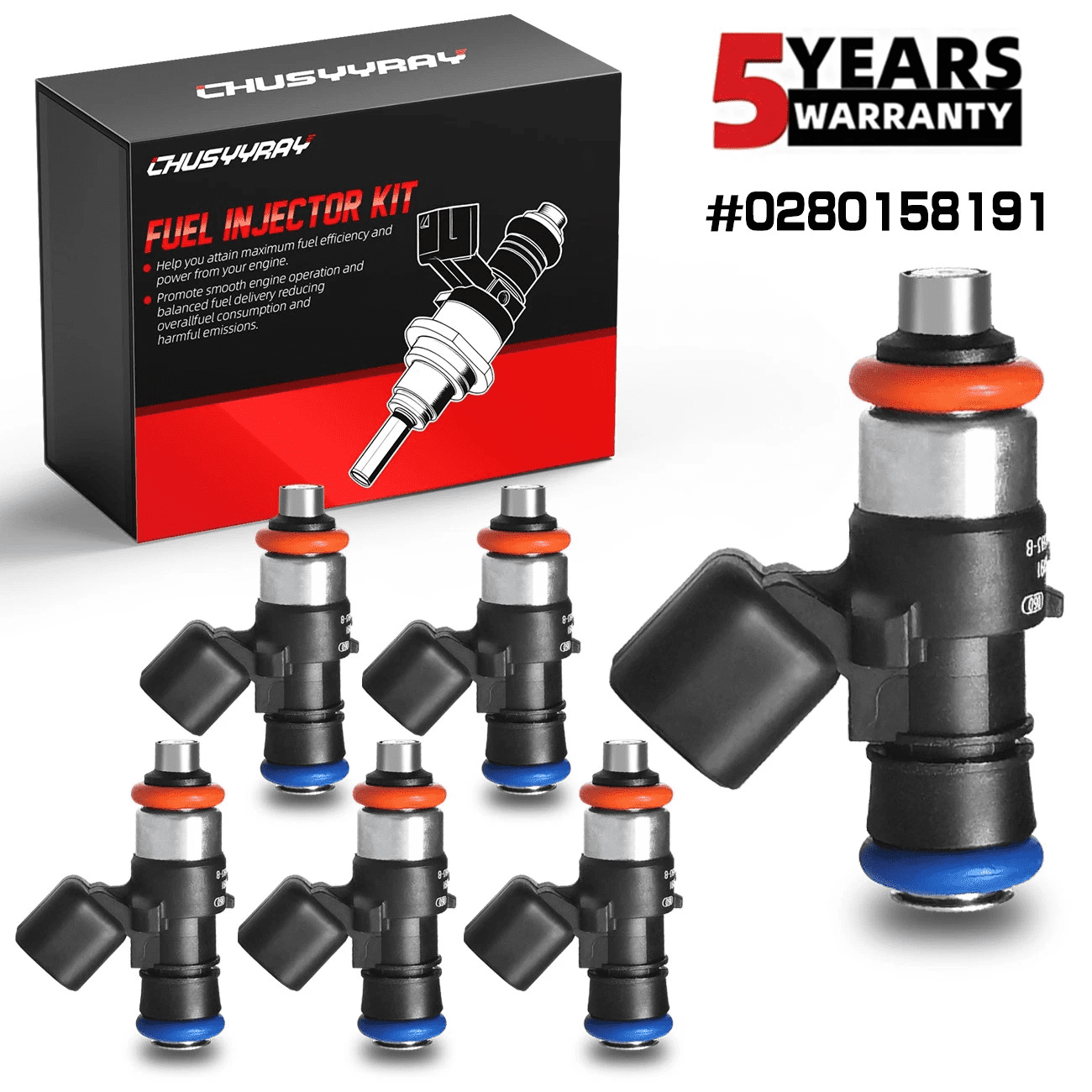 6x New Fuel Injectors for 2013-2017 Ford Police Interceptor Utility 3.7L