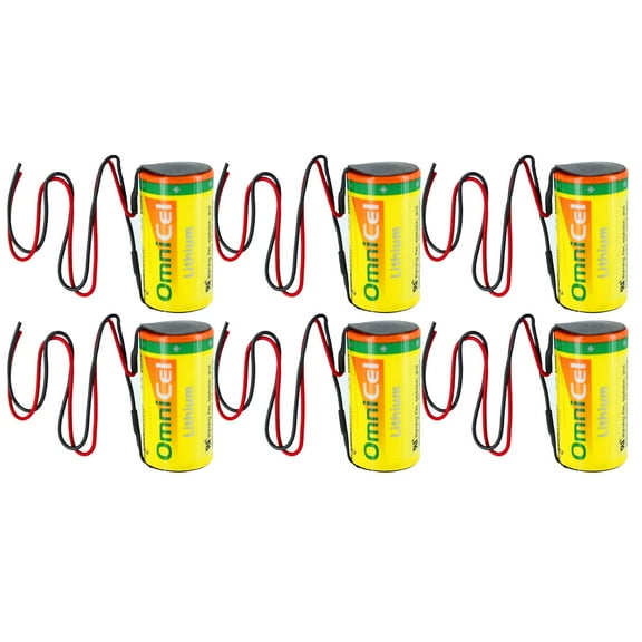 6x OmniCel ER26500HD 3.6V Sz C Lithium Battery Wire Leads Sensors Detectors
