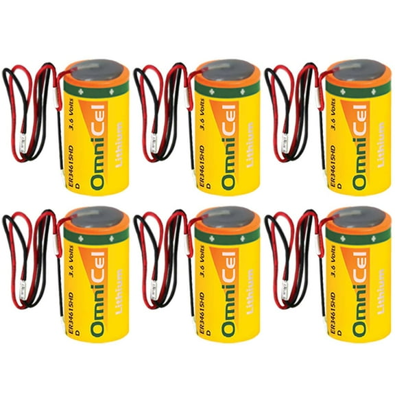 6x OmniCel ER34615HD/W High Drain Lithium Thionyl Chloride Battery