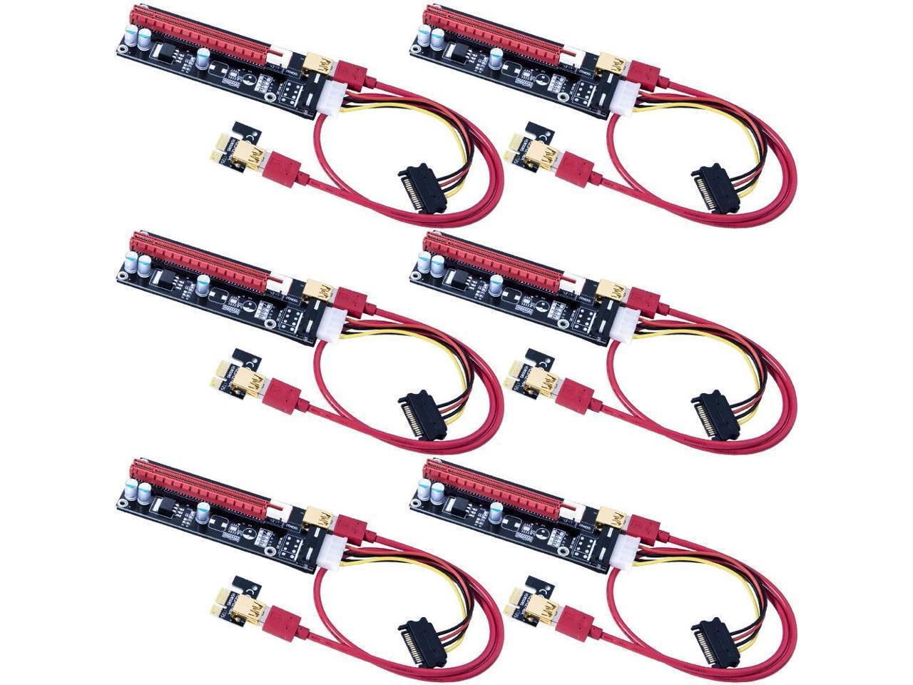 Pci Riser Adapter 6x PCIe Riser Mining Card PCI-E 16x to 1x Powered Riser Adapter Card ...