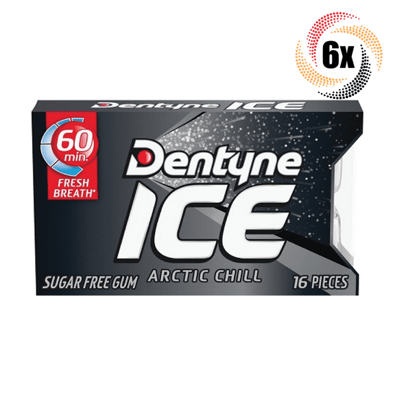 6x Packs Dentyne Ice Artic Chill Flavor Chewing Gum ( 16 Pieces Per Pack )