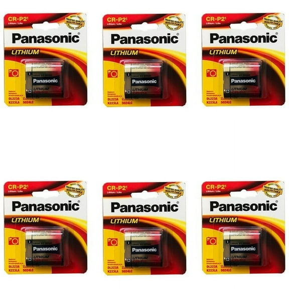 6x Panasonic CR-P2 6V Photo Lith Battery Compatible with DLCRP2 EL223AP PC223