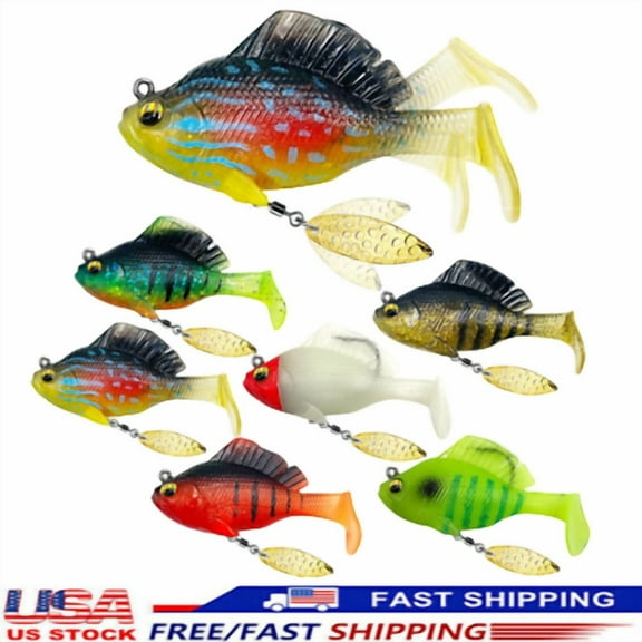 6x Pre-Rigged Jig Head Soft Fishing Lures Kit Soft Plastic Fishing Bait for Bass