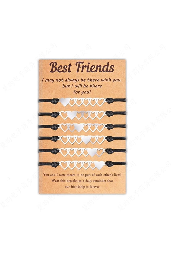 6x Promise Bracelet Matching Promise Bracelet Hollow Heart Friendship Bracelet Jewelry Gift for Mother Daughter Family