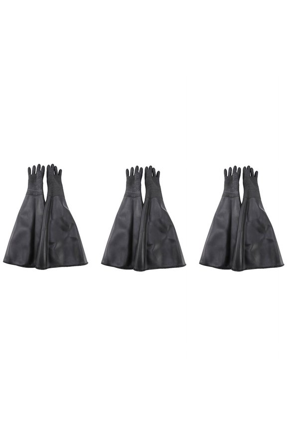 6x Rubber Black Sandblaster Gloves Stripe Abrasive Sand Blasting Gloves for Blasting Cabinet 65X30cm