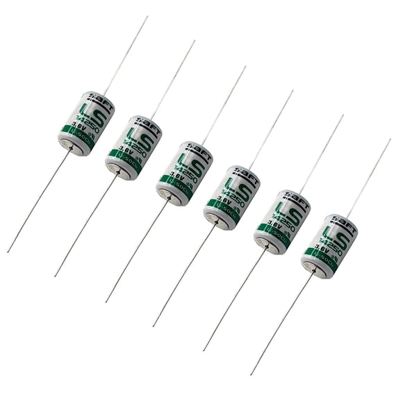 6x SAFT LS14250AX 1/2AA Axial 3.6V Lithium Thionyl Chloride Battery