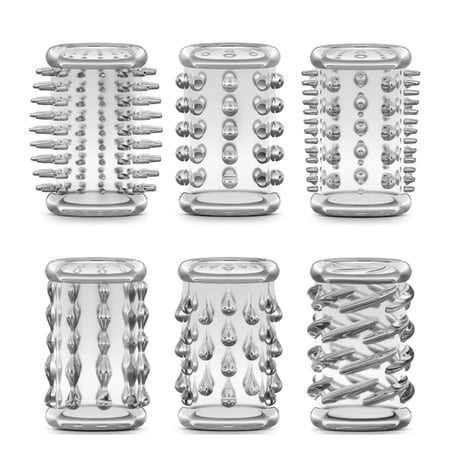 6-Piece Male Sleeve Ring Set Soft Ribbed Silicone for Pleasure Enhancement
