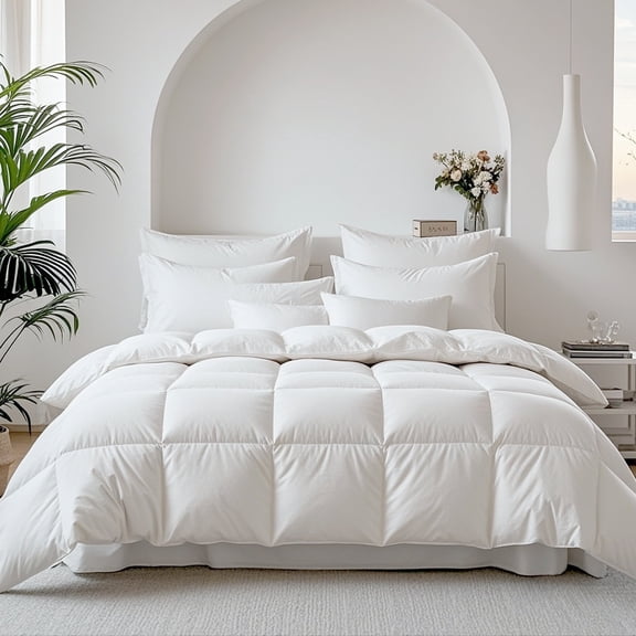 6x Softer Goose Feather Down Comforter King Size 950 Fill Sueding Cotton Blend Shell (106x90)