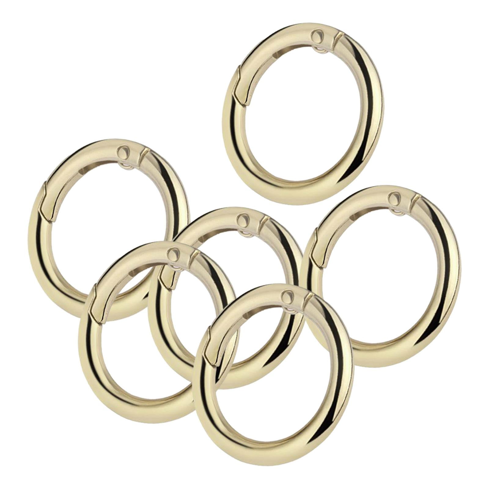6x Spring Rings Carabiner Clip Metal Split Rings Clamp Clasp Push Snap Hook for Bag Handbag Strap Jewelry Making Purse Craft
