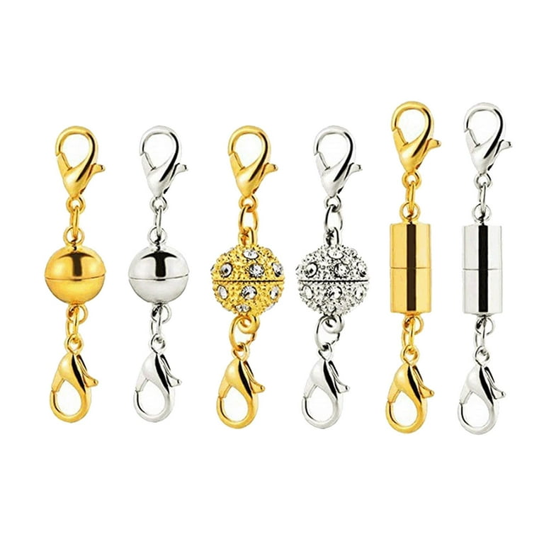 6x Stylish Locking Jewelry Clasp for Necklace Bracelet Gold and Lobster  Clasps Anti-lost Lock