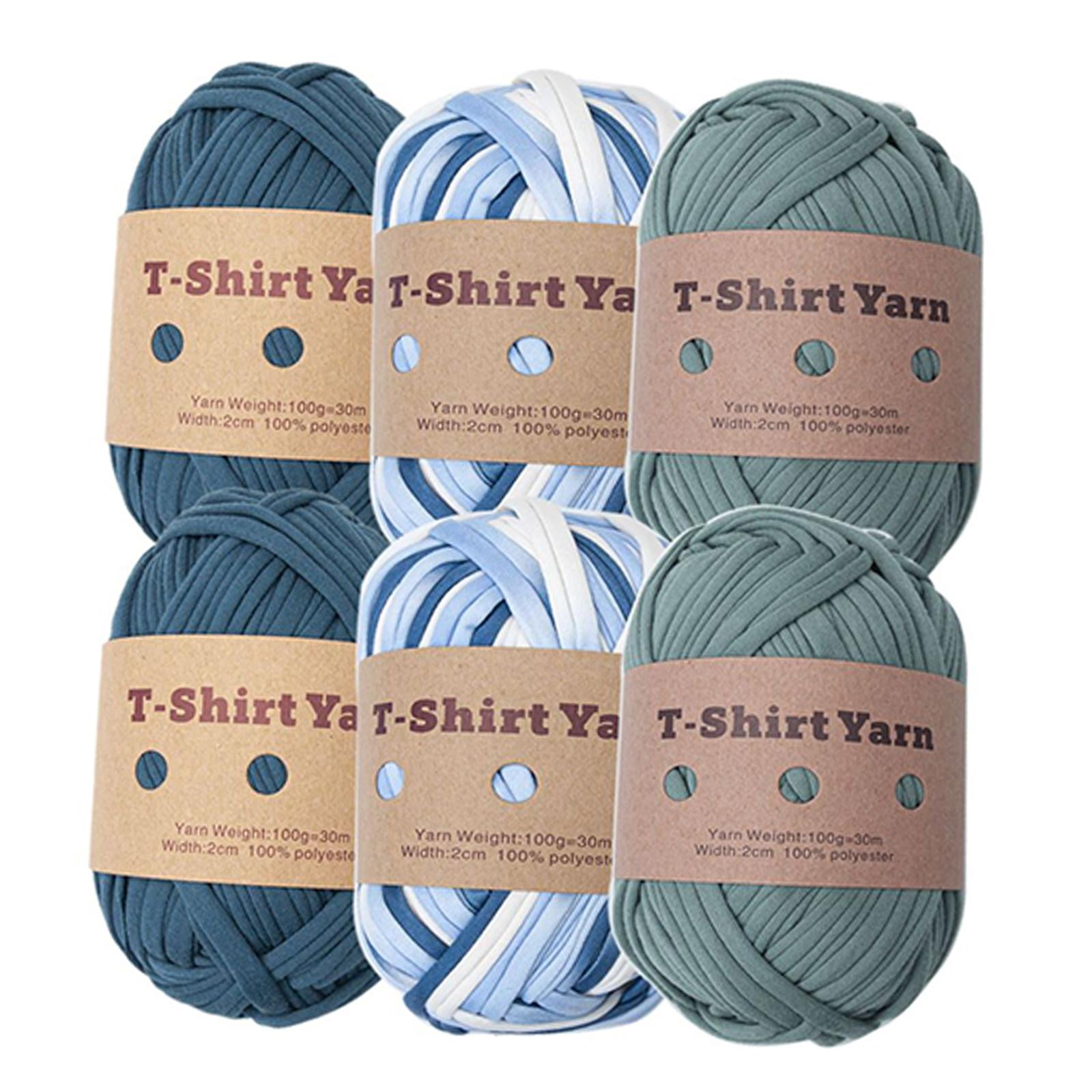 6x T Shirt Yarn Bag Making Supplies Easy to Wash Hand Knitting Knitting Yarn Weaving Thread Yarn for Baskets Pillow Rug Making Hats Sweaters Style A