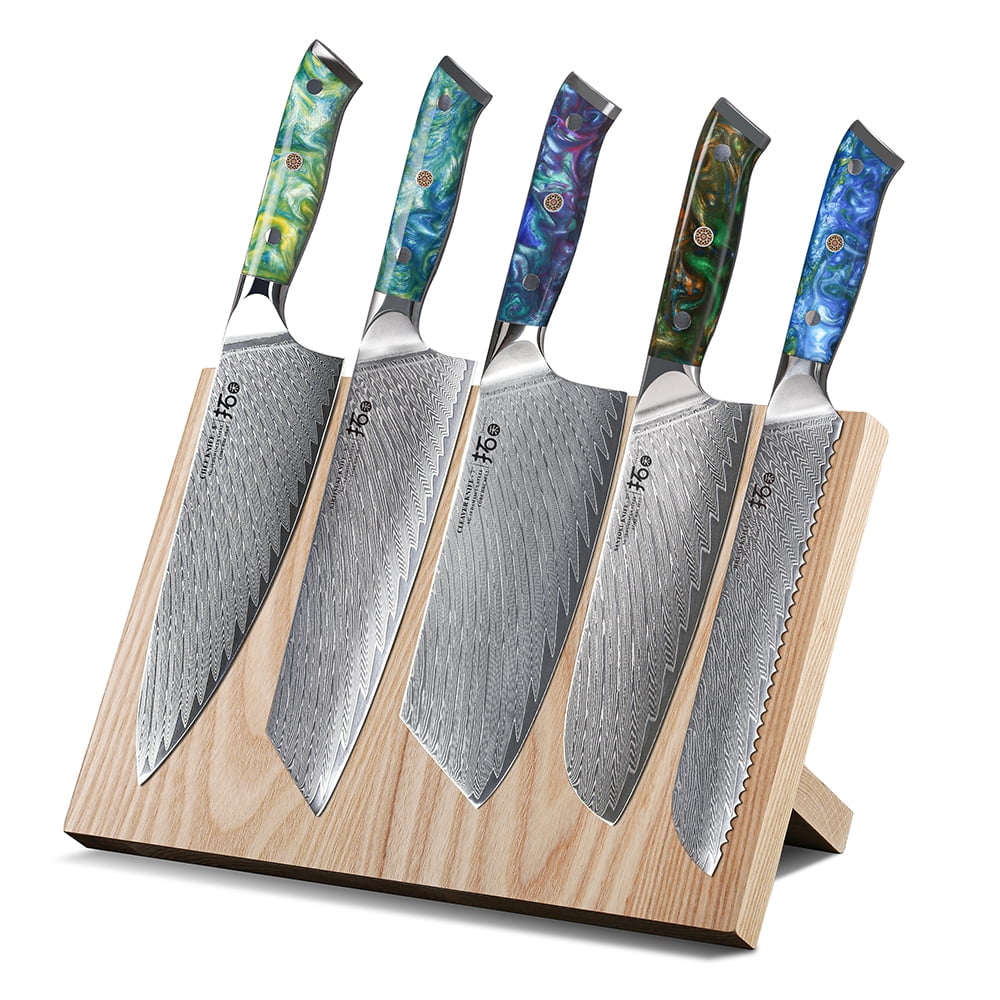 6x TURWHO Kitchen Knife Block Set Japanese VG10 Damascus Steel Chef