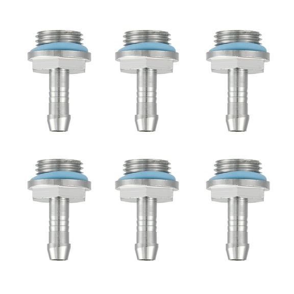 6x Water Cooling System Barb Fittings Chrome Plated Brass, Waterproof Sealing Ring Compatible with 14MM Wrench