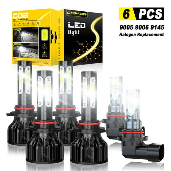 6x White 9005 9006 9145 LED Headlight Fog Light Bulb Kit Plug&Play For Toyota Sienna 2006-2009
