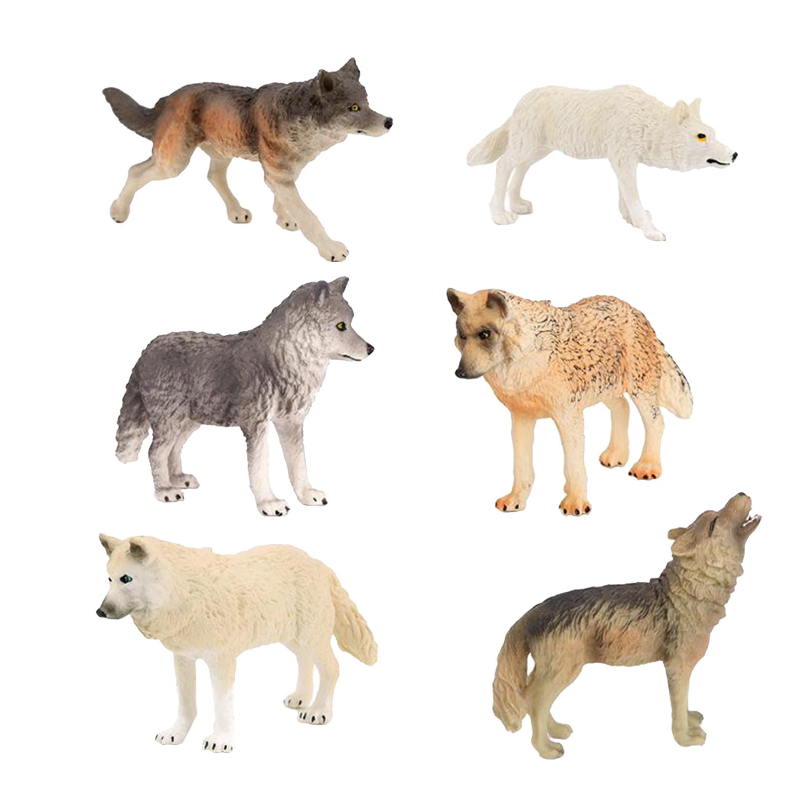 Toy Many Wolves 6x Wolf Figurine Toy Set, Animal Models Figure Simulation Educational ...