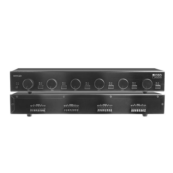 6x Zone 2x Source (Master A/B) Speaker Selector w/ 300W Volume Control, Impedance Protection SSVC6D