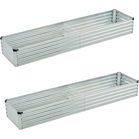 6x1.5x1ft(2 Pack) Galvanized Raised Garden Bed,Outdoor Planter Box Metal Patio Kit Planting Bed for Vegetables Flowers Herb,Silver