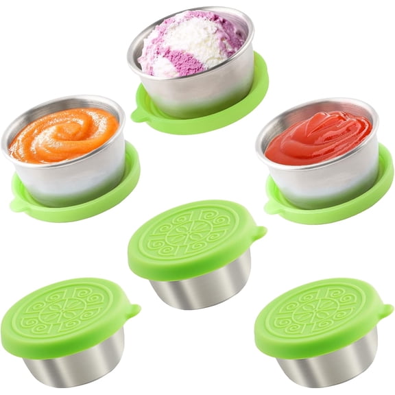6x1.6 Oz Salad Dressing Containers With Lids, Small Leakproof Reusable Stainless Steel Salad Dressing Container To Go For Lunch Boxes,Sauce containers, Picnics,Travel Meal Prep And Kitchen Storage