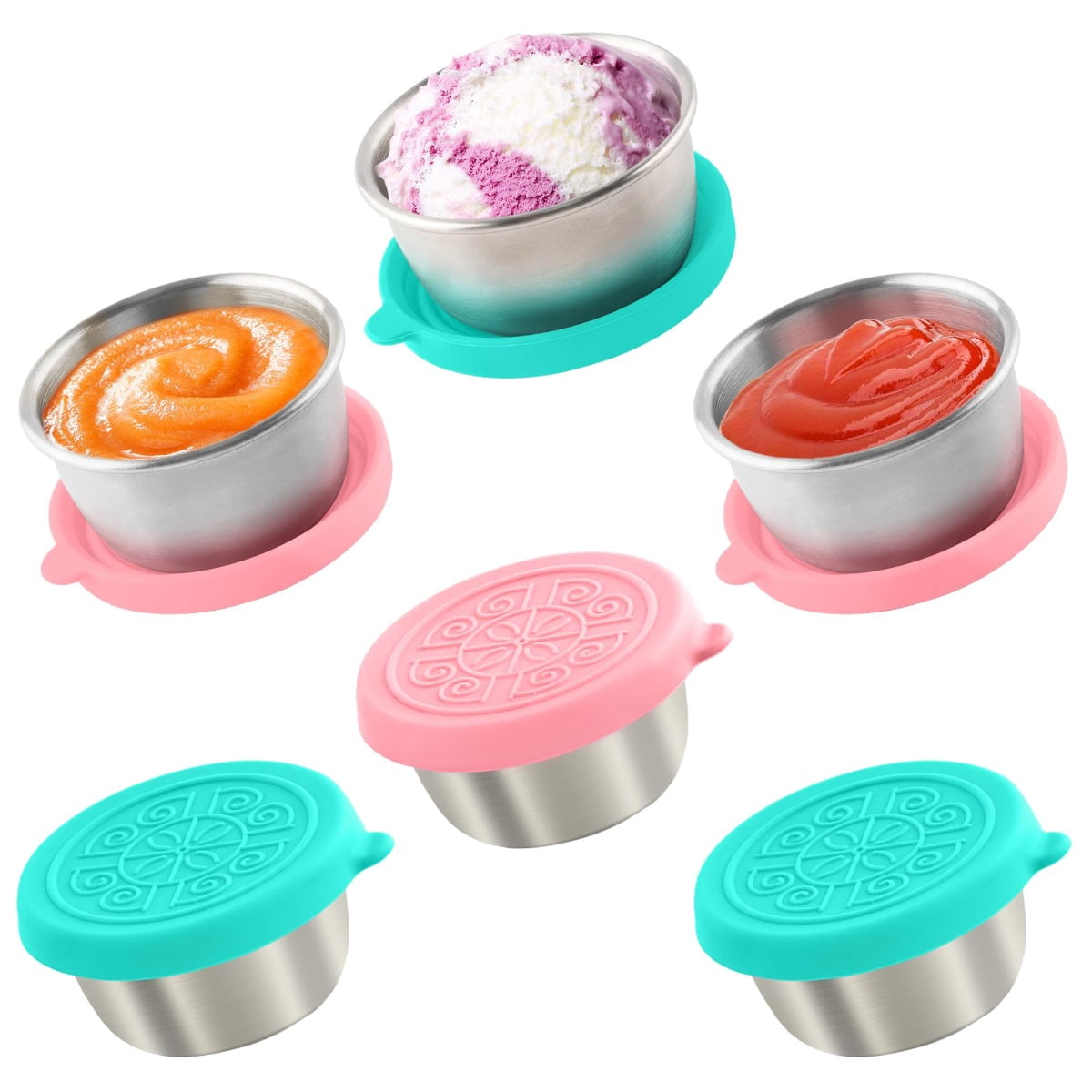 6x1.6oz Stainless Steel Salad Dressing Containers with Lids - Leakproof ...