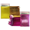 thumbnail image 1 of 6x10, 4x8" Honey Pot Gold & Pink Metallic Bubble Mailers, Self Seal Glamour Colored Mailing Envelopes Medium, Small, 1 of 10