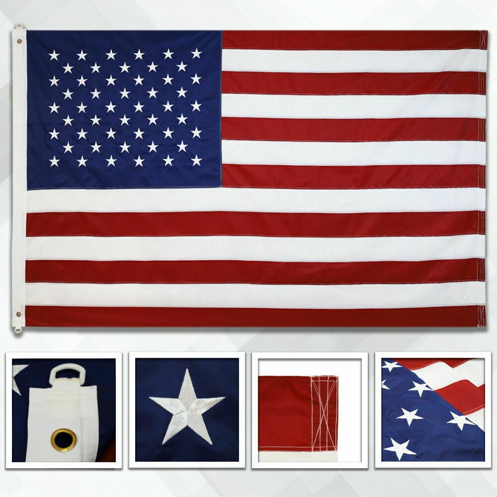 6x10 American Large Embroidered USA Flag 6' x 10' 200D