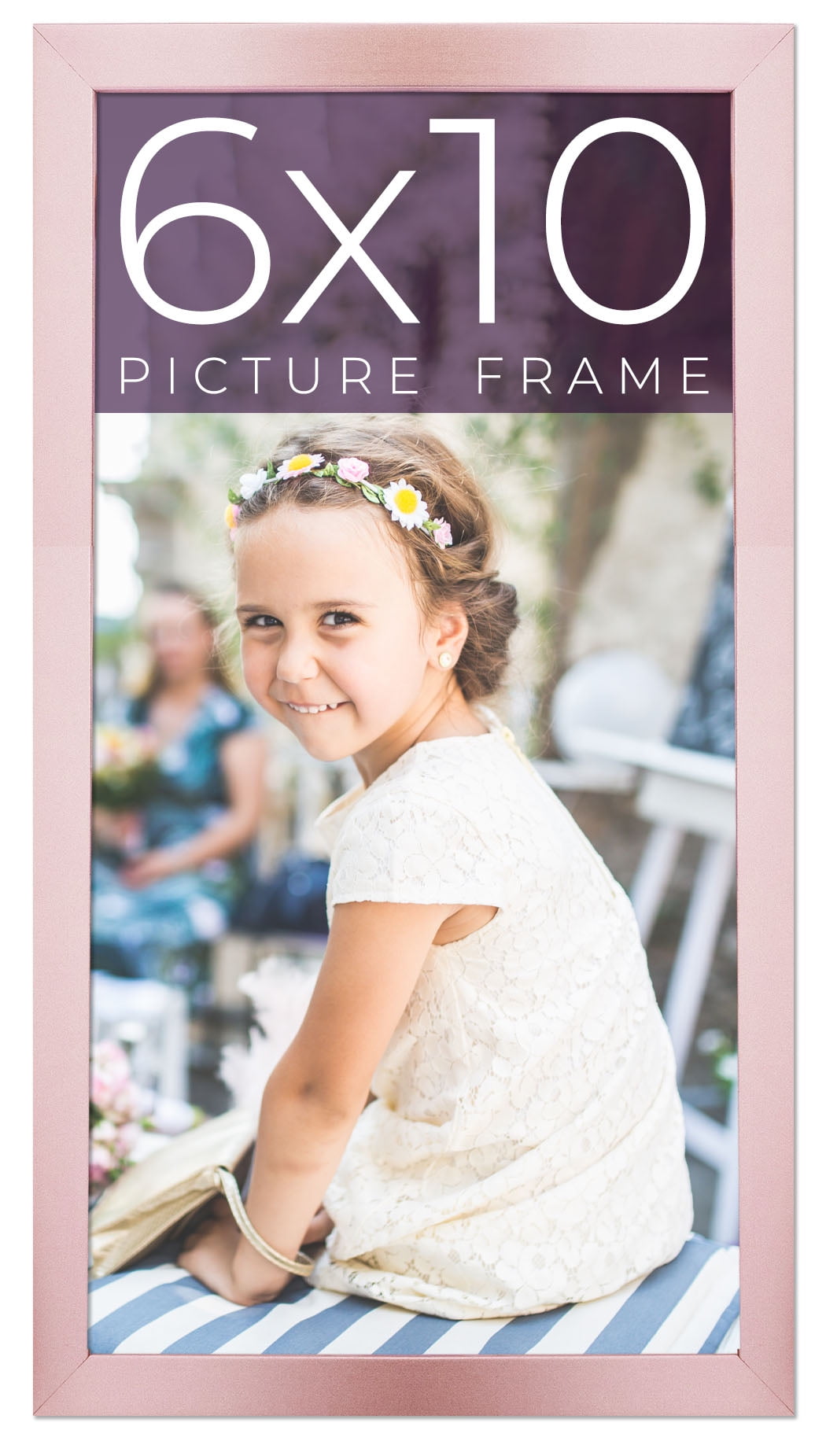 6x10 Annie Rose Gold Picture Frame - Contemporary Picture Frame Complete  With UV Acrylic, Foam