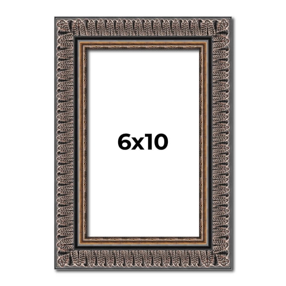 6x10 Frame Black Feather Payton Ornate Solid Wood Picture Frame Width 1.75 Inches | Interior Depth