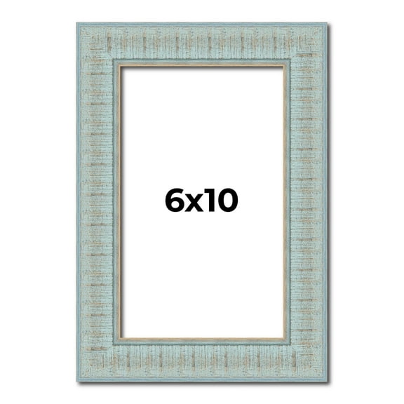 6x10 Frame Blue Teal Distressed Solid Wood Picture Frame | 1.625 Inch Moulding Width | Sonoma Blue