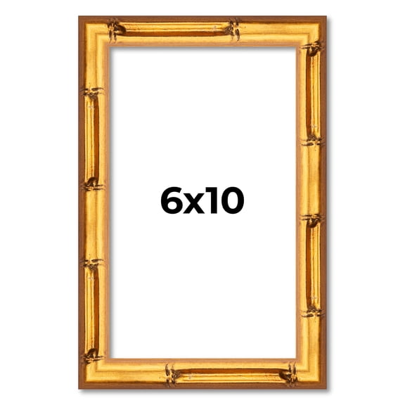 6x10 Frame Gold Bamboo Picture Frame - Complete Modern Photo Frame Includes UV Acrylic Shatter