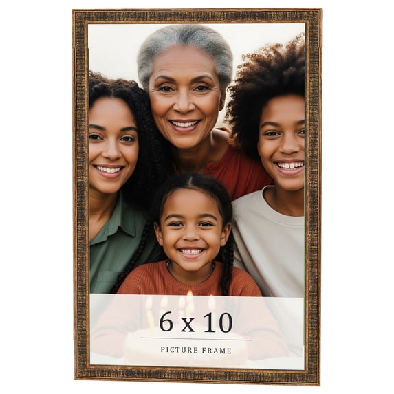 6x10 Frame Gold Kingsley Distressed Solid Wood Picture Frame Width 0.75 Inches | Interior Frame