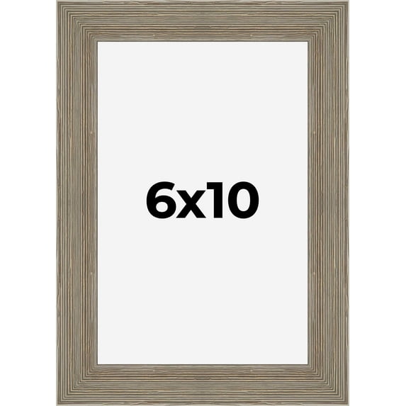 6x10 Frame Gray Barnwood Rustic Solid Wood Picture Frame | 1.5 Inch Moulding Width | Includes UV
