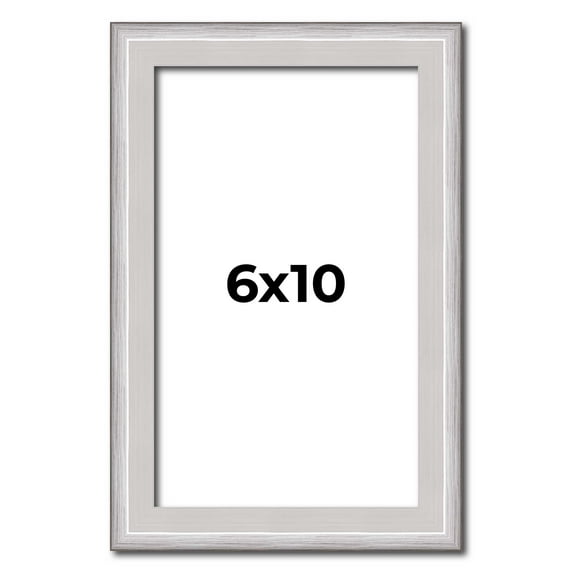 6x10 Frame Silver Inner Slope Bevel Picture Frame | 1 Inch Moulding Width | 0.75 Inch Rabbet Depth