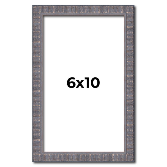 6x10 Frame Slate Blue Distressed Rustic Solid Wood Picture Frame | 0.75 Inch Moulding Width |